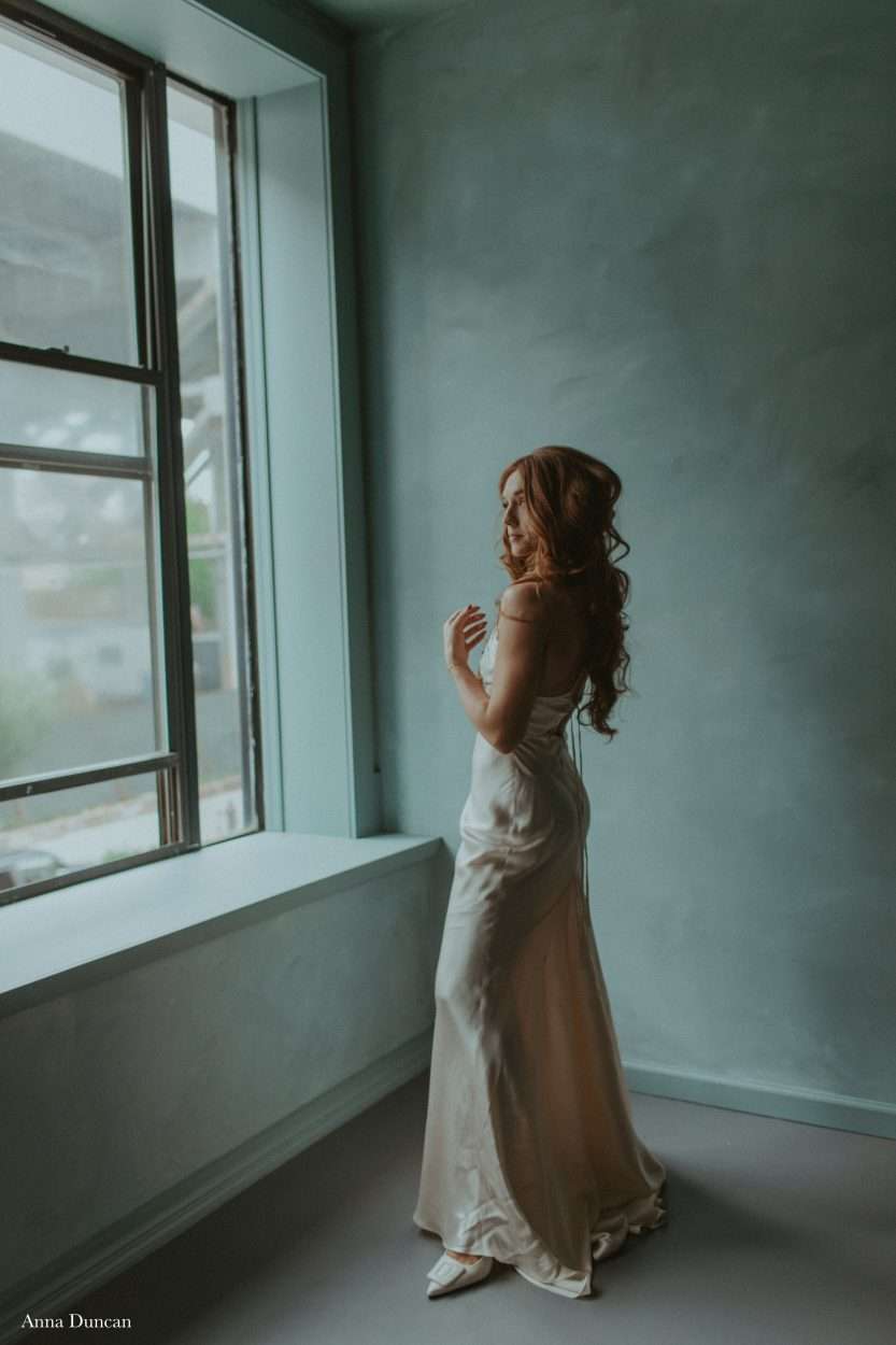 A photo of a bride/celebrant at The Bird House in Gowanus by photographer Anna Duncan.