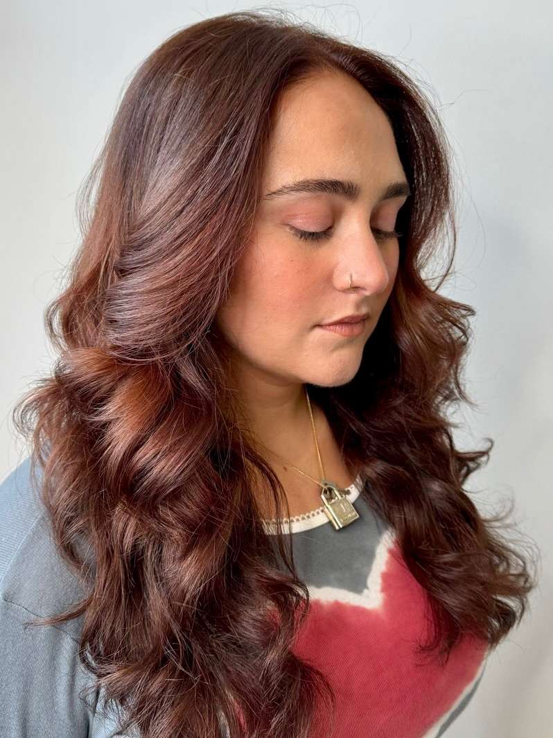 Auburn single process color done by Brooklyn colorist at The Bird House Hair Salon in Brooklyn, NY